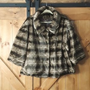 Dennis Basso Trim Faux Fur Jacket Size 2X
